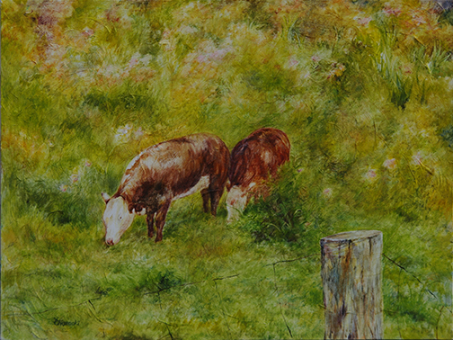 Cows In The Mallows (oil painting)