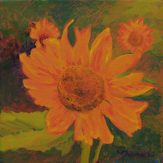 Caring Sunflowers 1 (oil painting)
