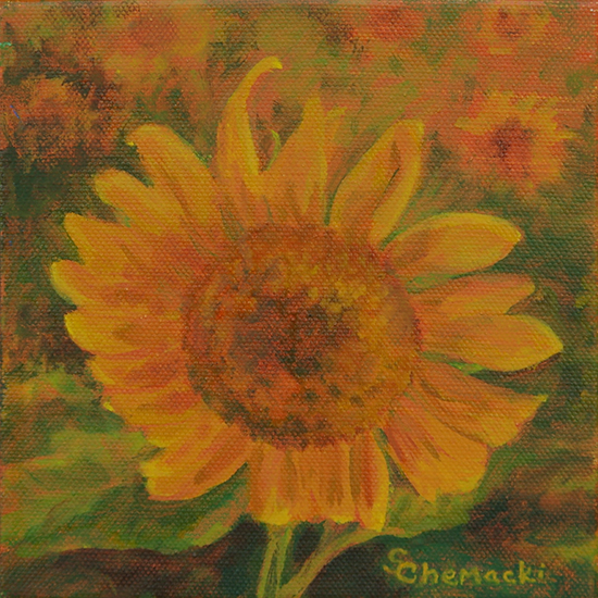 Caring Sunflowers 3 (oil painting)
